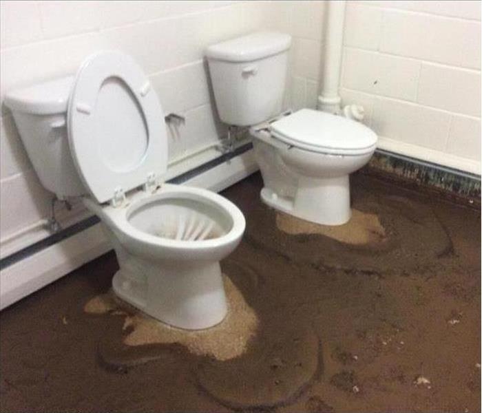 Bathroom affected by sewage backup