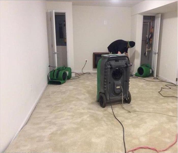 Carpet with drying equipment on it